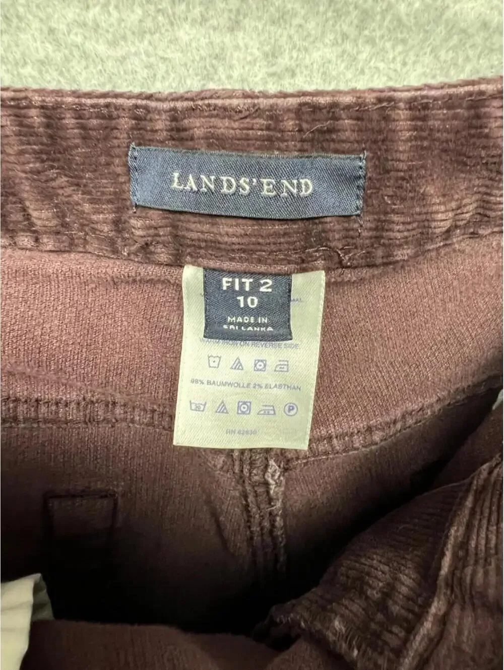 Lands' End Modern Fit Womens 10 Corduroy Pants Straight Leg Burgundy Casual